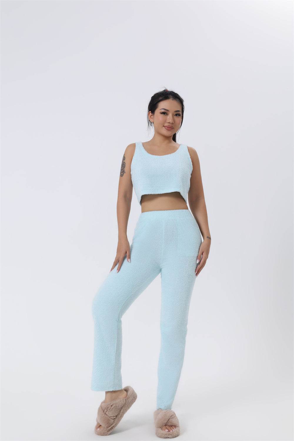 Cozy Pajama Set, 3 Piece Lounge Set, Cute Loungewear, Warm Suit Sets, Matching Set, Lounge Set, 3 Piece Pant Sets, Women Winter Dress - Holy Mango Store