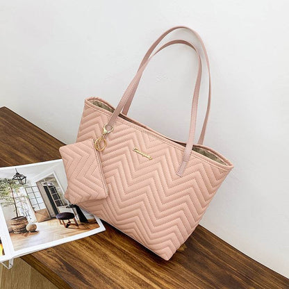 Women's Fashionable Wave Pattern Diamond Plaid Embroidered Shoulder Bag - Holy Mango Store