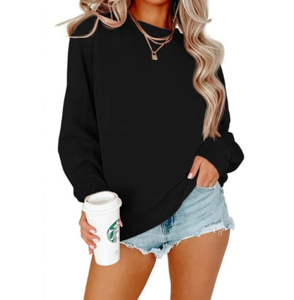 Solid Color Crew Neck Coat Long Sleeve Sweater