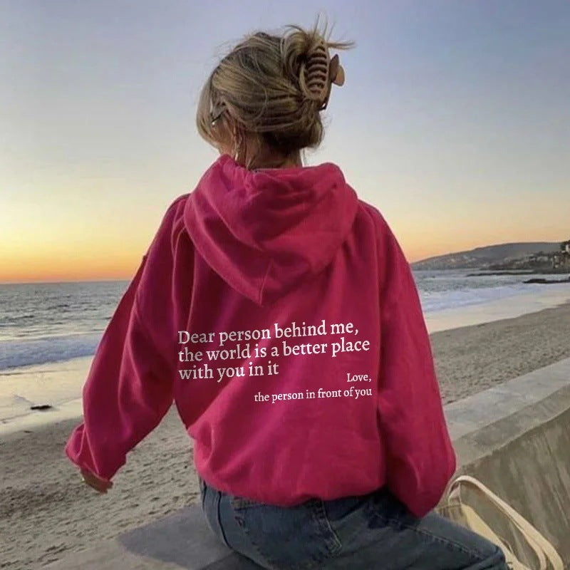 Unisex Plush Letter Hoodie – Cozy Drawstring Pullover with Kangaroo Pocket