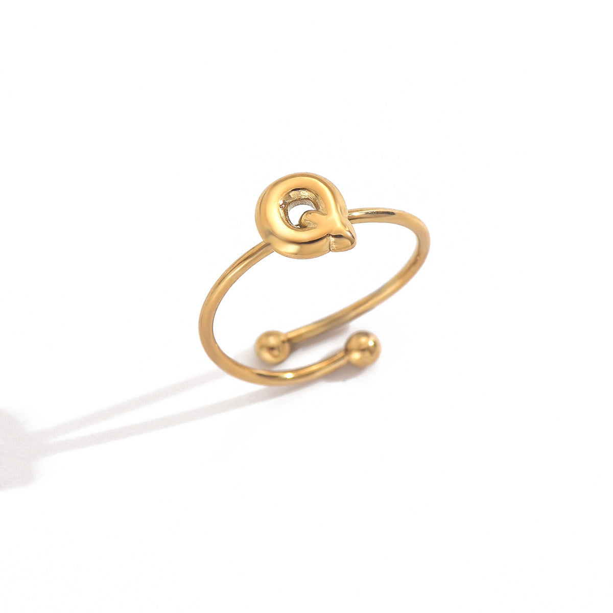 Alphabet Sphere Ring – 18K Gold‑Plated Stainless Steel