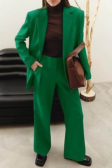 Women's Fashion Casual Solid Color Coat Trousers Suit - Holy Mango Store