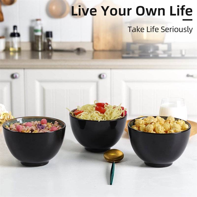 Creative Western Food Kiln Change Peacock Green Bowl 24oz Bowl Set Of 4 For Cereal, Salad, Pasta, Soup, Dessert, Serving Dishwasher, Microwave And Oven - Holy Mango Store