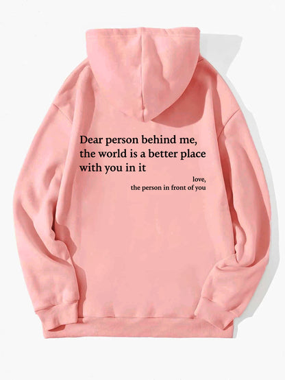 Unisex Plush Letter Hoodie – Cozy Drawstring Pullover with Kangaroo Pocket