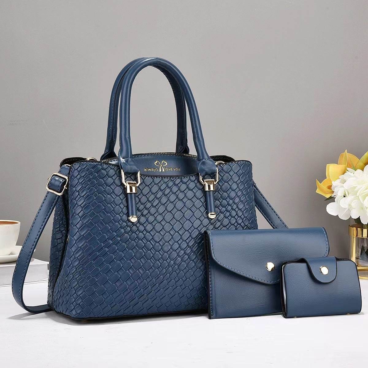 Woven Texture Three-piece Set Large Capacity One Shoulder Combination Bags - Holy Mango Store