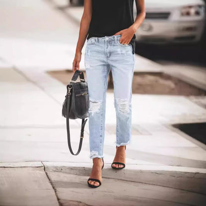 Women’s Retro Ripped Straight-Leg Jeans