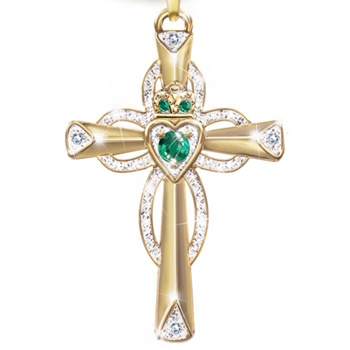 Elegant Emerald Cross Pendant – Faith & Style United