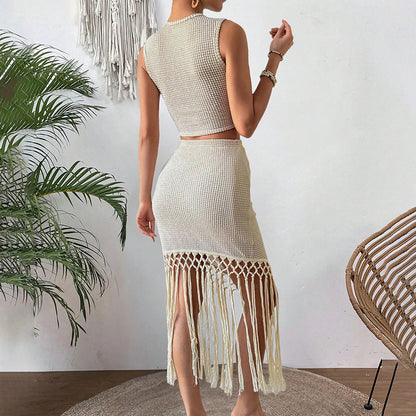 Chic 2-Piece Skirt Set – Crop Top & Bodycon Skirt