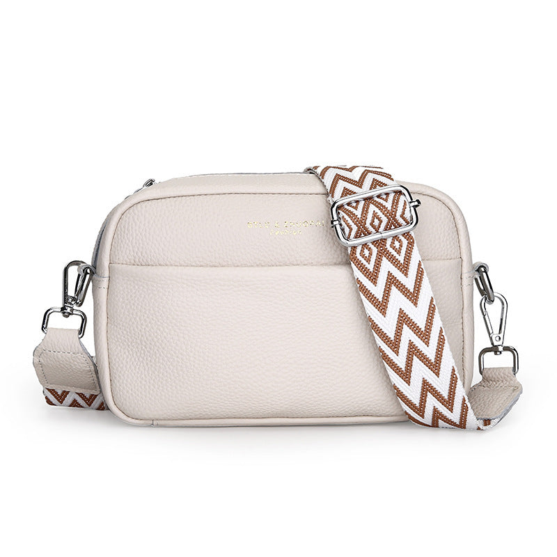Genuine Leather Shoulder Messenger Bag – Simple Cowhide Square Crossbody