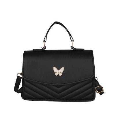 Holy Mango Store black quilted faux leather handbag with butterfly clasp versatile crossbody purse for women