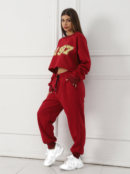 Women's 2-Piece Hoodie Set – Cropped Sweatshirt & Joggers