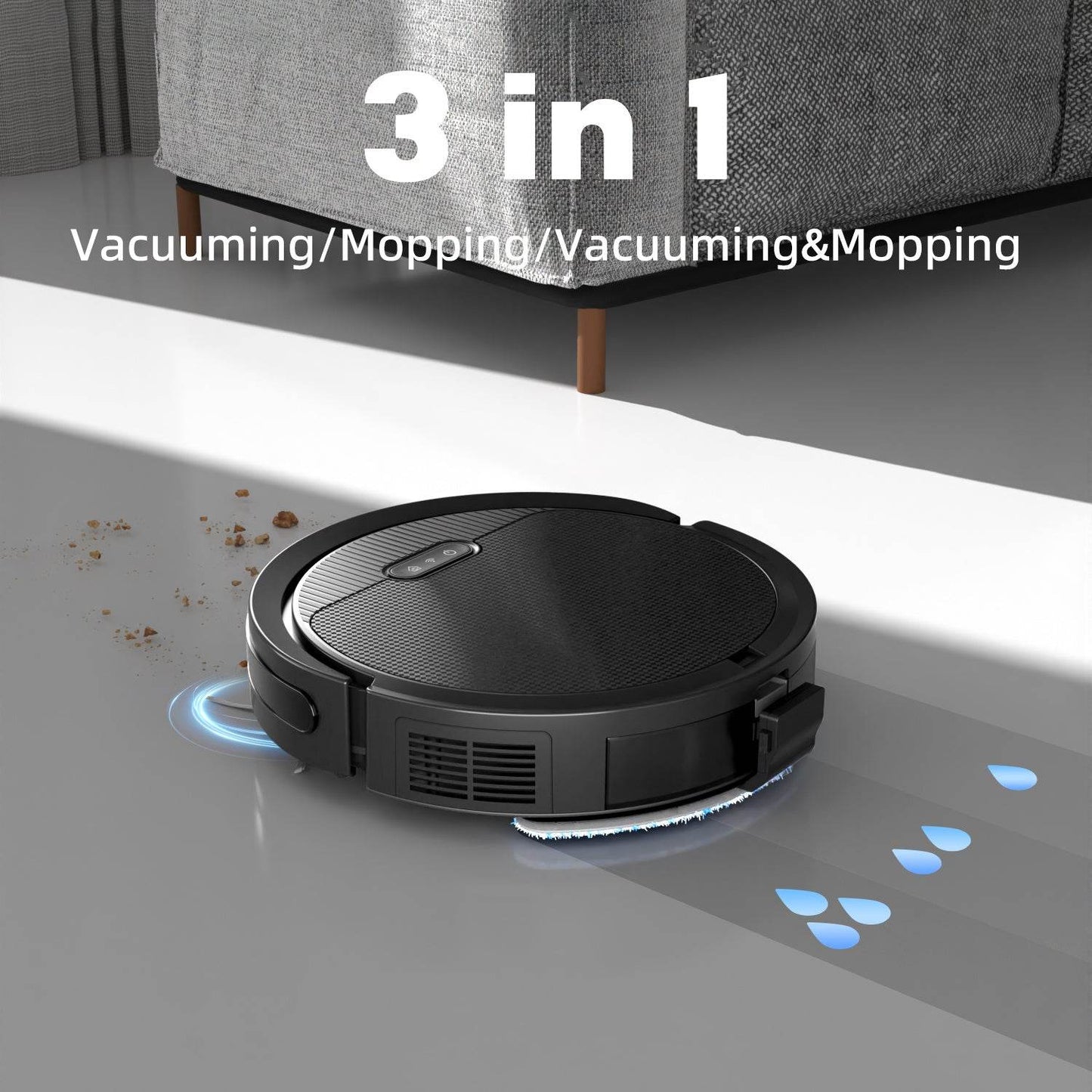 Robot Vacuum And Mop, 3 In 1 Combo Cleaner For Home With Pet Hair And Hard Floor, 5000Pa Suction, 120 Mins Run Time,Self-Charging,Super Thin Body - Holy Mango Store