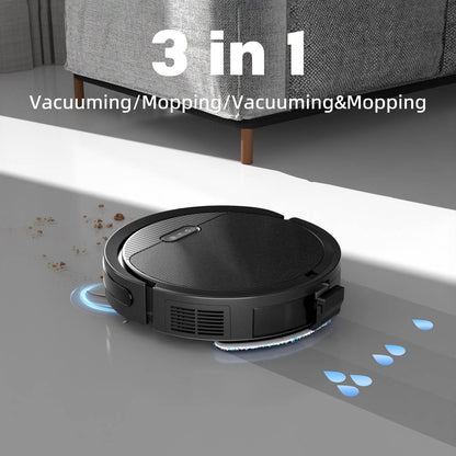 Robot Vacuum And Mop, 3 In 1 Combo Cleaner For Home With Pet Hair And Hard Floor, 5000Pa Suction, 120 Mins Run Time,Self-Charging,Super Thin Body - Holy Mango Store