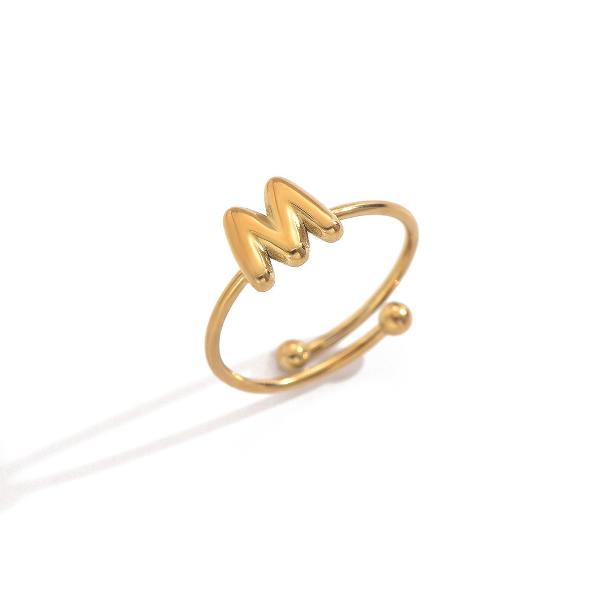 Alphabet Sphere Ring – 18K Gold‑Plated Stainless Steel