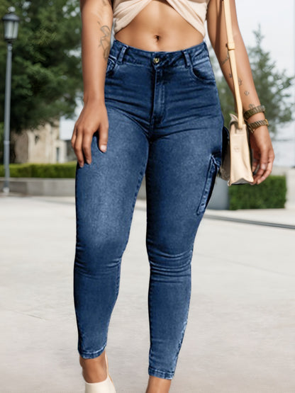 Urban Edge Cargo Skinny Jeans – Stretch Fit with Zipper Detail