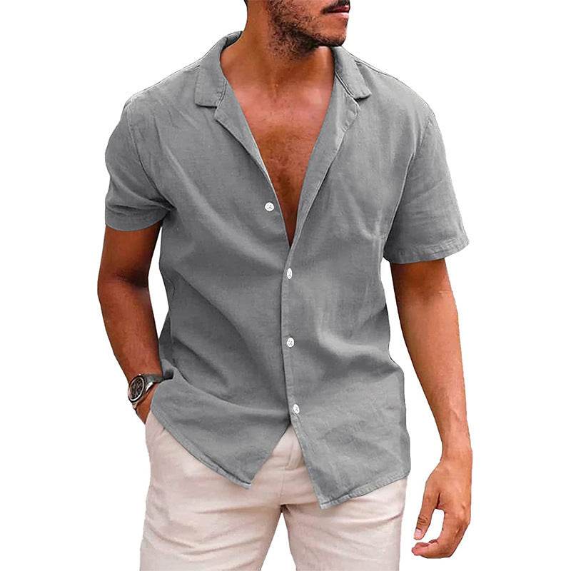 Men's Tops Casual Button Down Shirt Short Sleeve Beach Shirt Summer Mens Clothing - Holy Mango Store