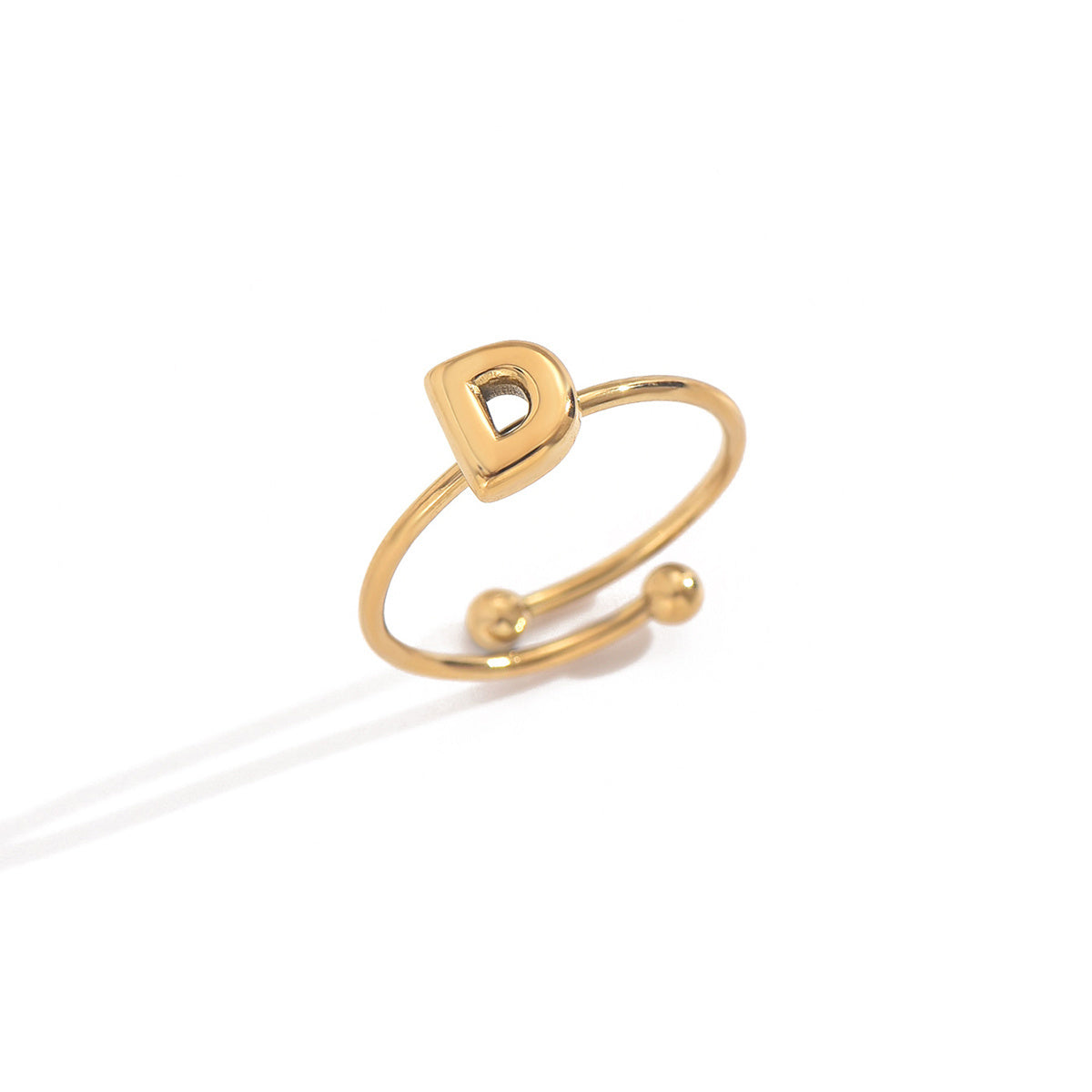 Alphabet Sphere Ring – 18K Gold‑Plated Stainless Steel