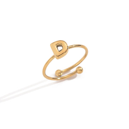 Alphabet Sphere Ring – 18K Gold‑Plated Stainless Steel