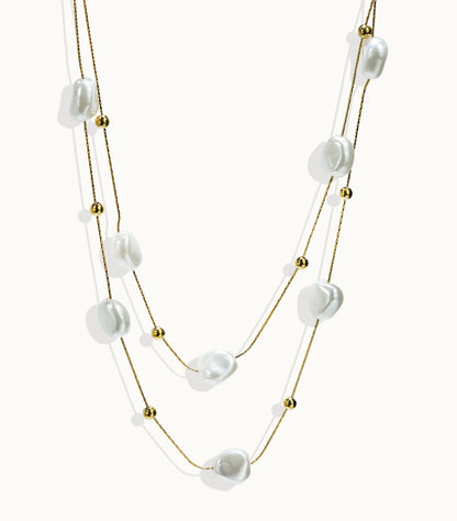 Gold Pearl Necklace – Minimalist & Handmade Elegance