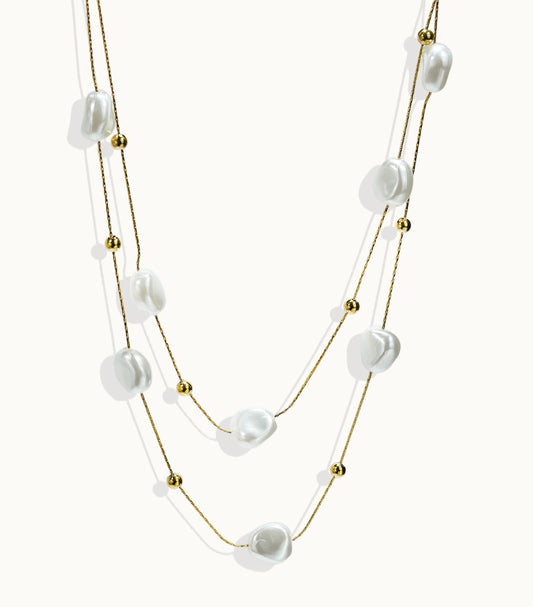 Gold Pearl Necklace – Minimalist & Handmade Elegance