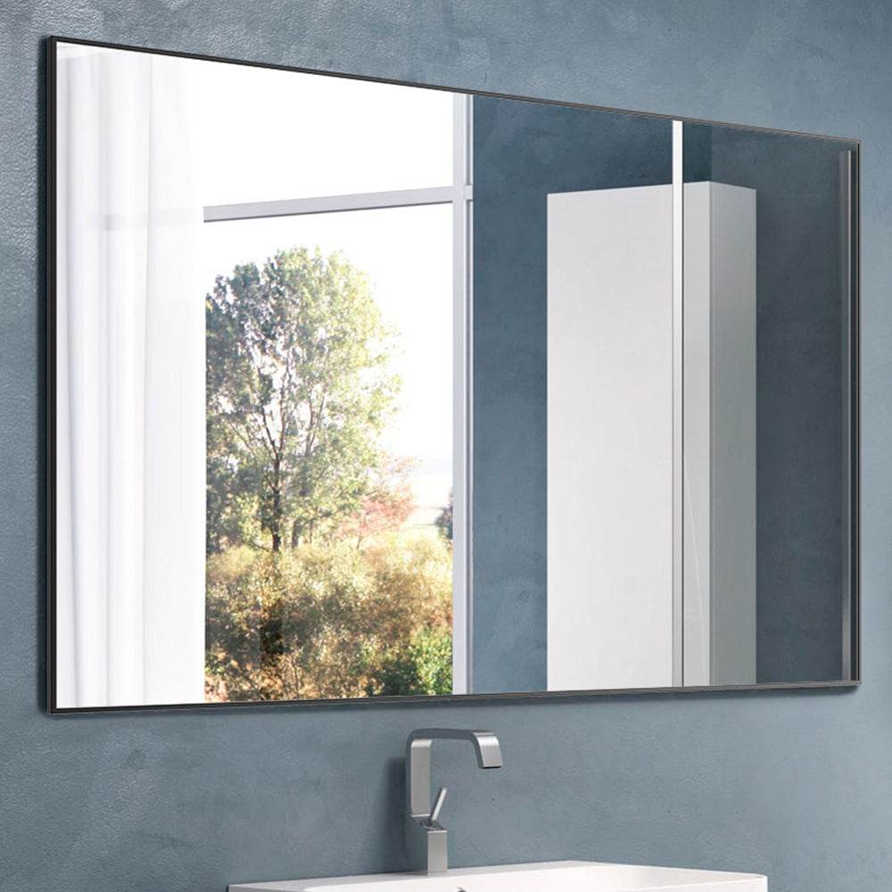 36x24 inches Modern Black Bathroom Mirror with Aluminum Frame Vertical or Horizontal Hanging Decorative Wall Mirrors for Living Room Bedroom - Holy Mango Store