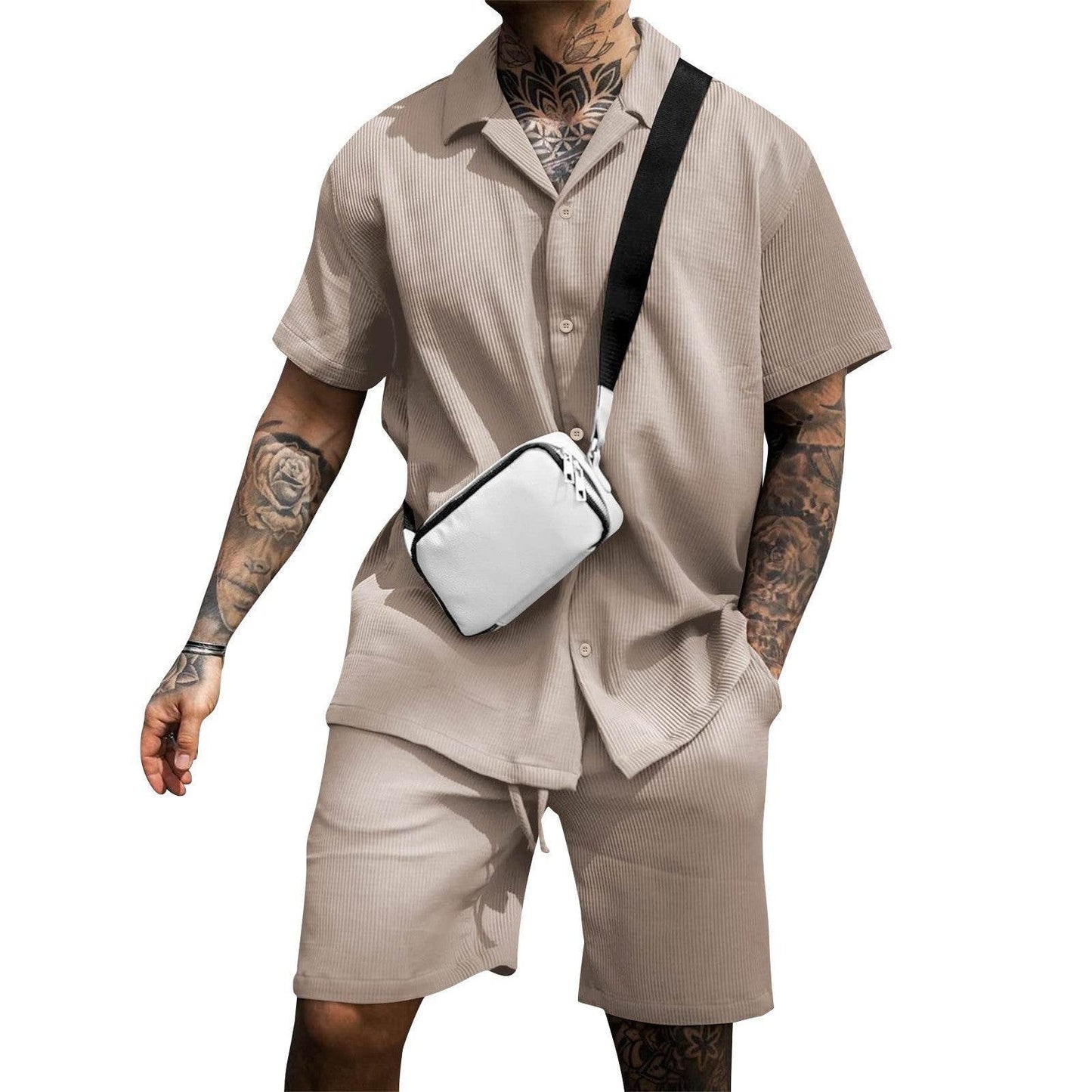 Men's Casual And Comfortable Polo Short-sleeved Shorts Suit - Holy Mango Store