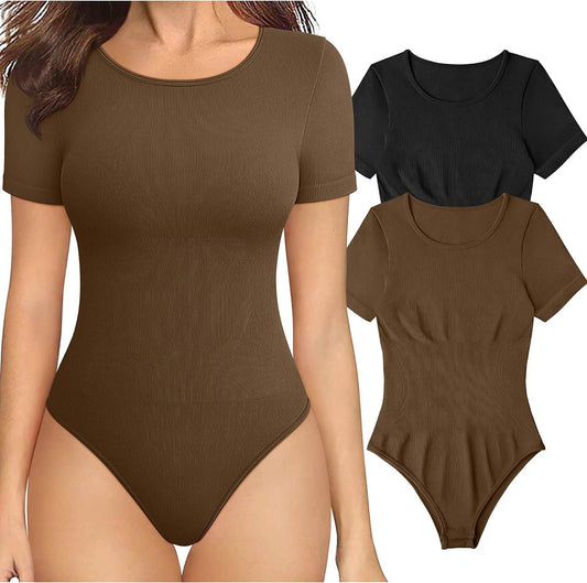 European And American Square-neck Cinched Corset Close-fitting Seamless Short Sleeve T-back - Holy Mango Store