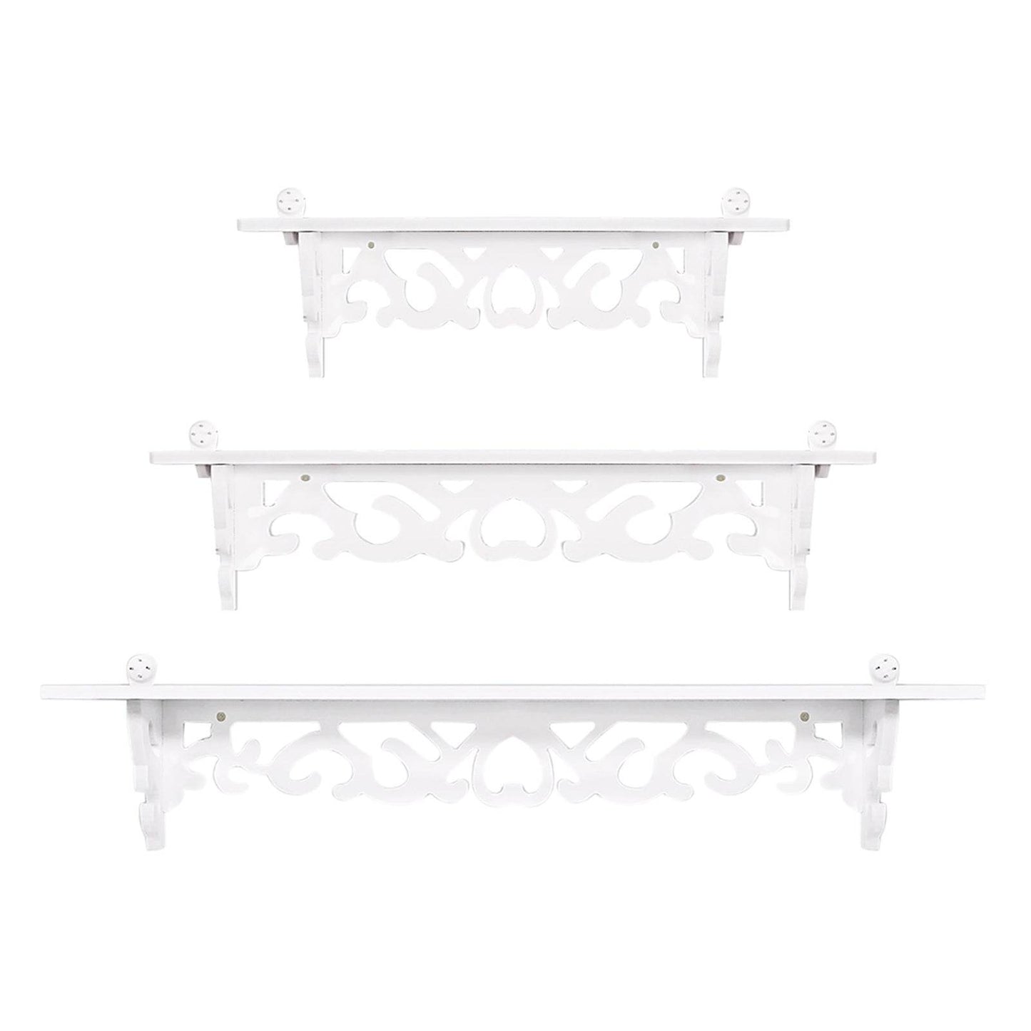 Set of 3 Shabby Floating Wall Shelves Bookshelf Display Wall Shelf Storage Rack - Holy Mango Store