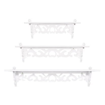 Set of 3 Shabby Floating Wall Shelves Bookshelf Display Wall Shelf Storage Rack - Holy Mango Store