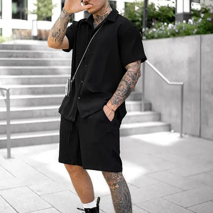 Men's Casual And Comfortable Polo Short-sleeved Shorts Suit - Holy Mango Store