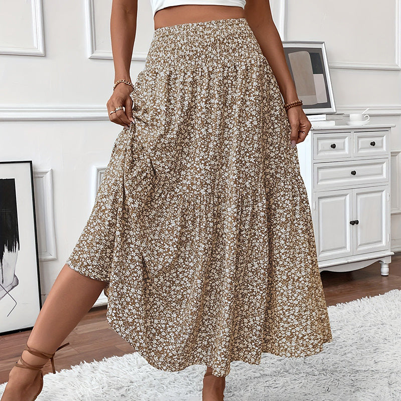 Boho Bloom Maxi Skirt – Floral A-Line With Elastic Waist