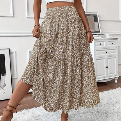 Boho Bloom Maxi Skirt – Floral A-Line With Elastic Waist