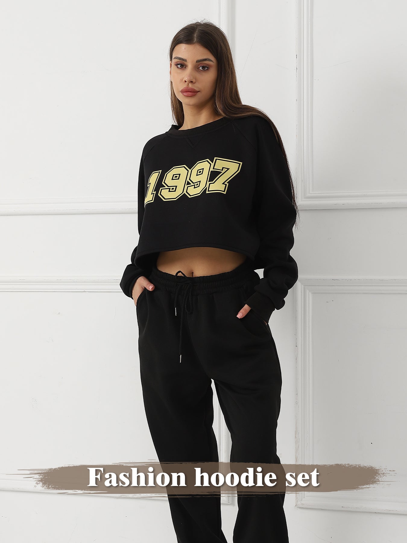 Women's 2-Piece Hoodie Set – Cropped Sweatshirt & Joggers