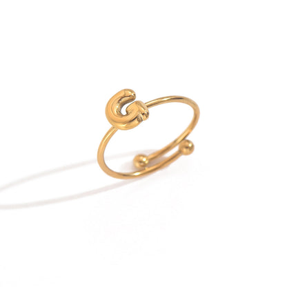 Alphabet Sphere Ring – 18K Gold‑Plated Stainless Steel