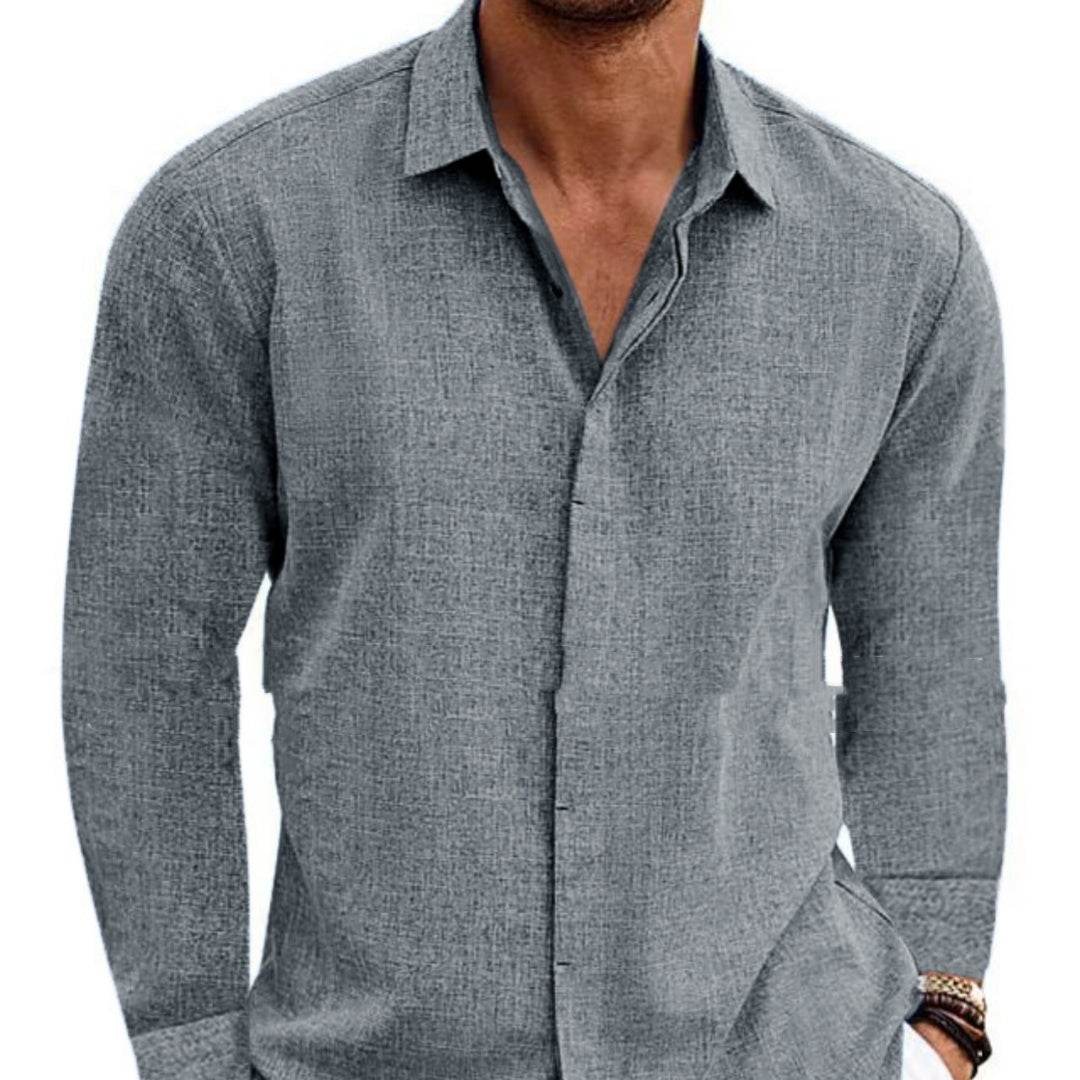 Long Sleeve T-shirt Undershirt Solid Color Long Sleeve Cotton Linen Shirt Men - Holy Mango Store