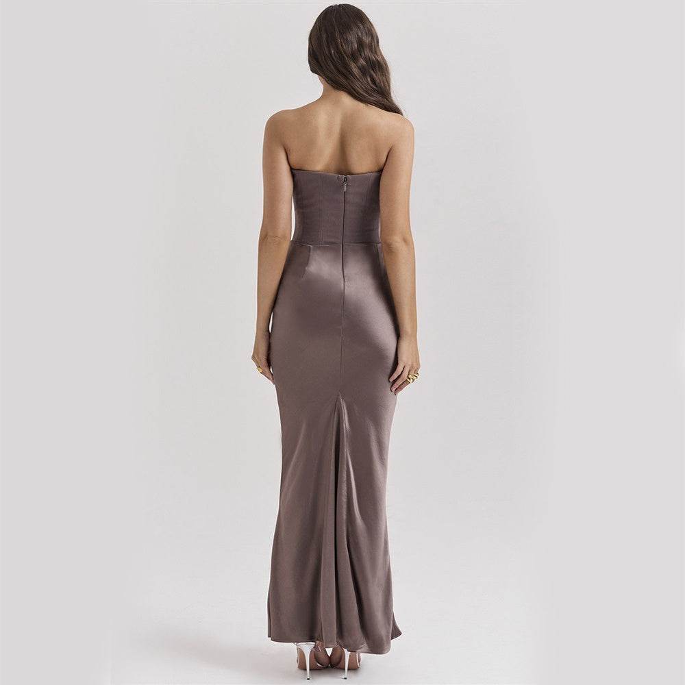 Slim Tube Top Long Dress Sexy Fashion Bandeau Backless Party Evening Dresses For Women Clothing - Holy Mango Store