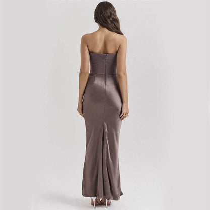 Slim Tube Top Long Dress Sexy Fashion Bandeau Backless Party Evening Dresses For Women Clothing - Holy Mango Store
