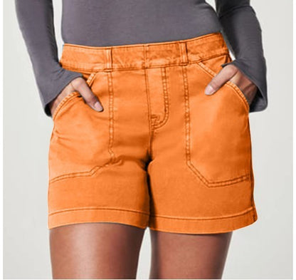 High-Waisted Utility Cotton Shorts