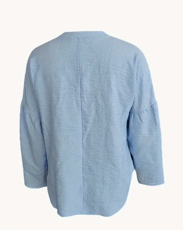 Faith V-Neck Long Sleeve Shirt – Graceful & Light