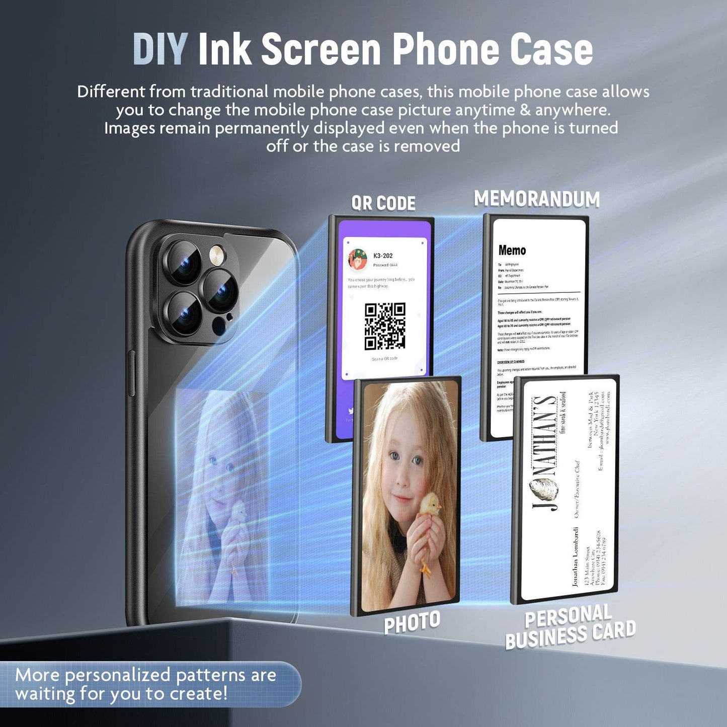 IPhone15 PRO PROMAX NFC Ink Screen Flip Phone Case Smart Creative DIY Custom All-Inclusive Case - Holy Mango Store