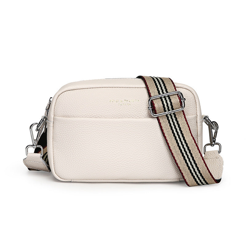 Genuine Leather Shoulder Messenger Bag – Simple Cowhide Square Crossbody