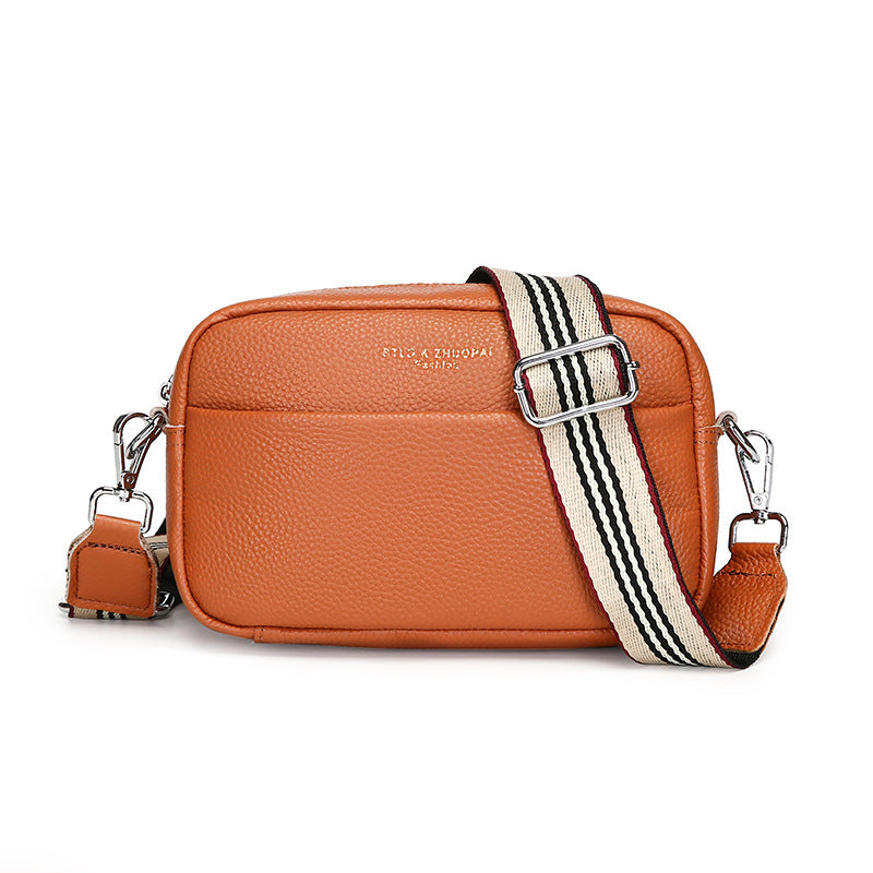 Genuine Leather Shoulder Messenger Bag – Simple Cowhide Square Crossbody