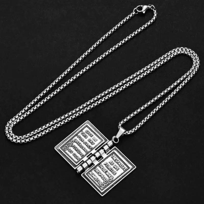 European And American Gothic Style Flip Able Bible Book Cross Necklace - Holy Mango Store