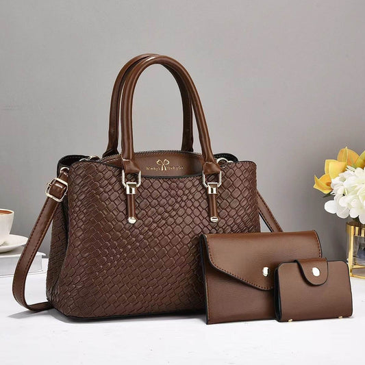 Woven Texture Three-piece Set Large Capacity One Shoulder Combination Bags - Holy Mango Store