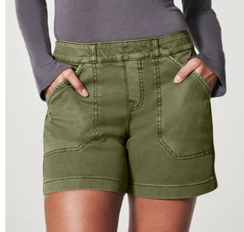 High-Waisted Utility Cotton Shorts