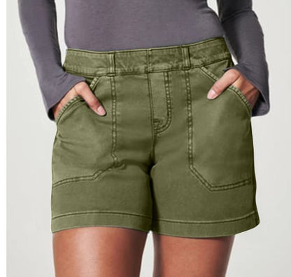 High-Waisted Utility Cotton Shorts