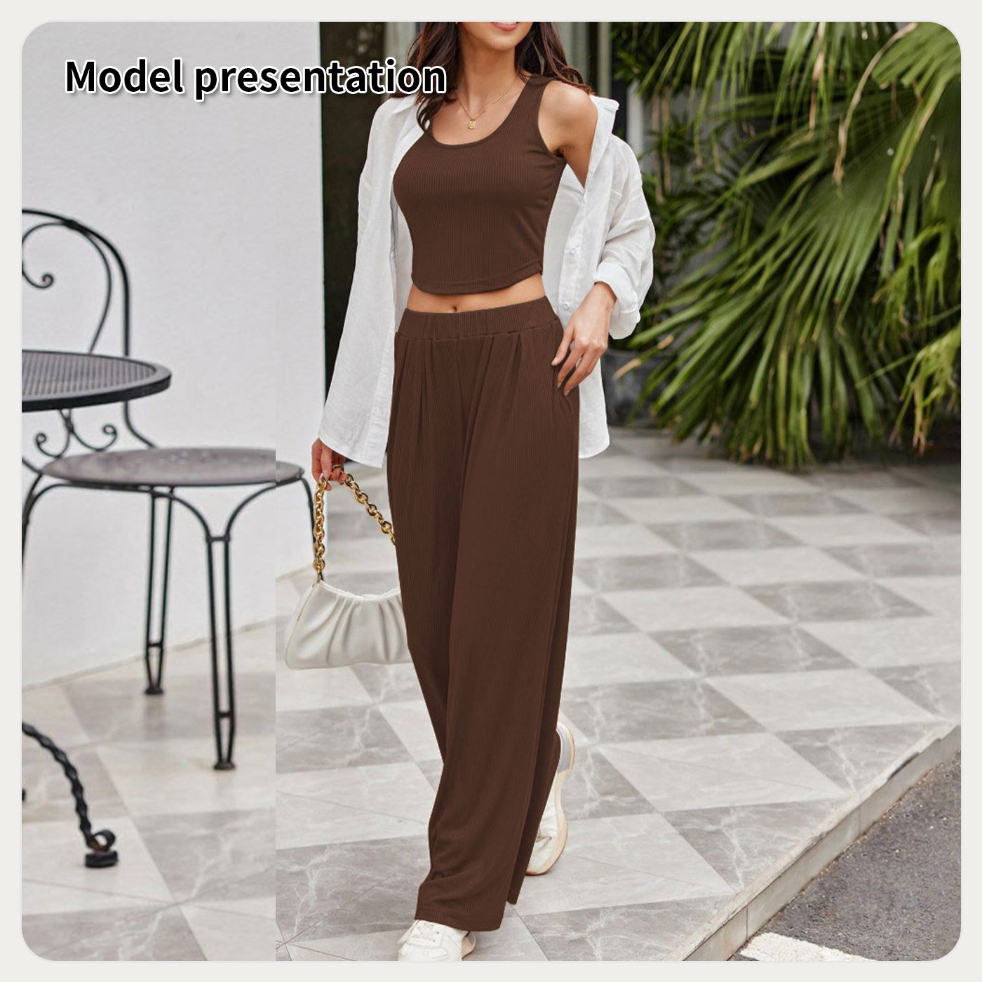 Solid Color Sleeveless Crop Top & Wide-Leg Pants Set – Effortless Everyday Style