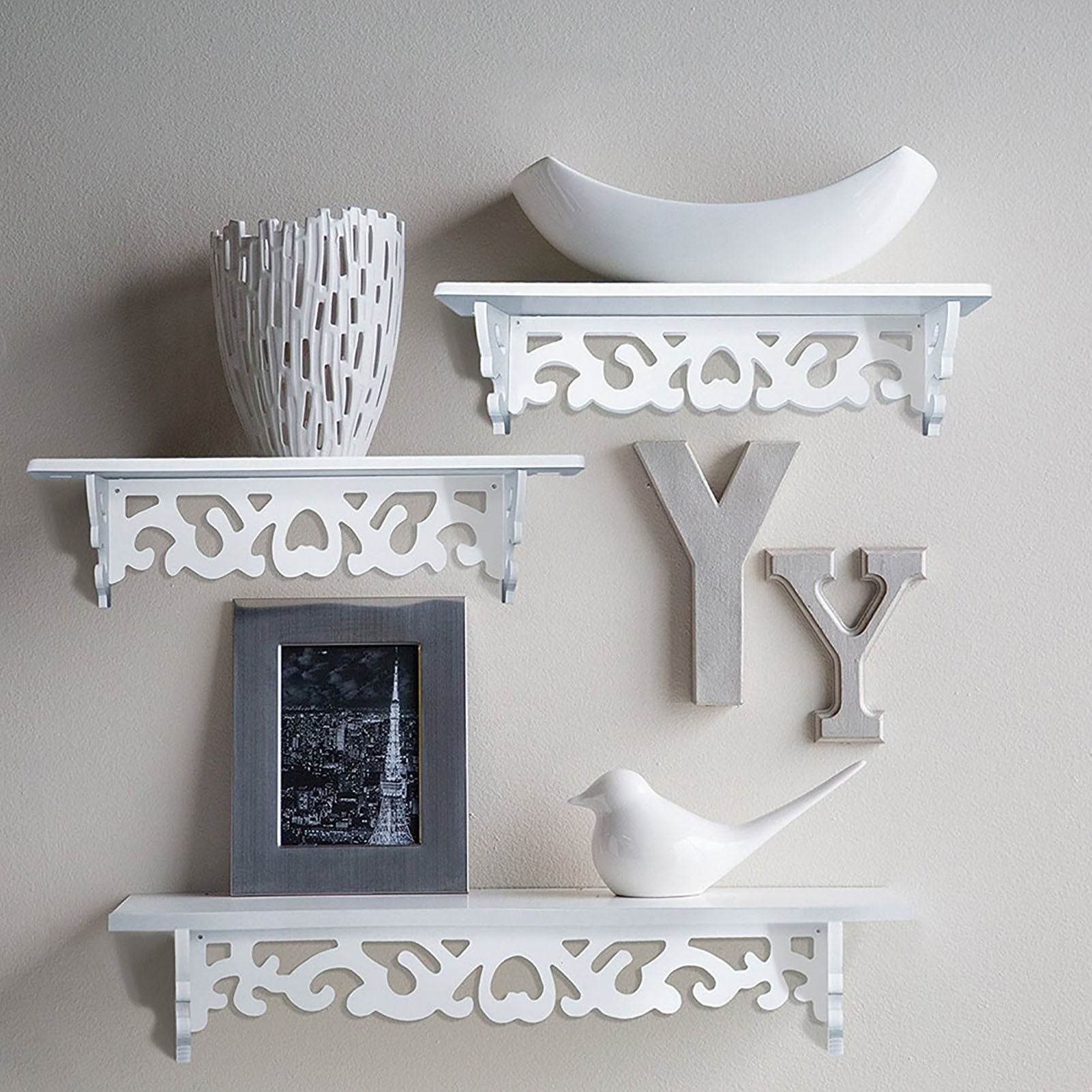 Set of 3 Shabby Floating Wall Shelves Bookshelf Display Wall Shelf Storage Rack - Holy Mango Store