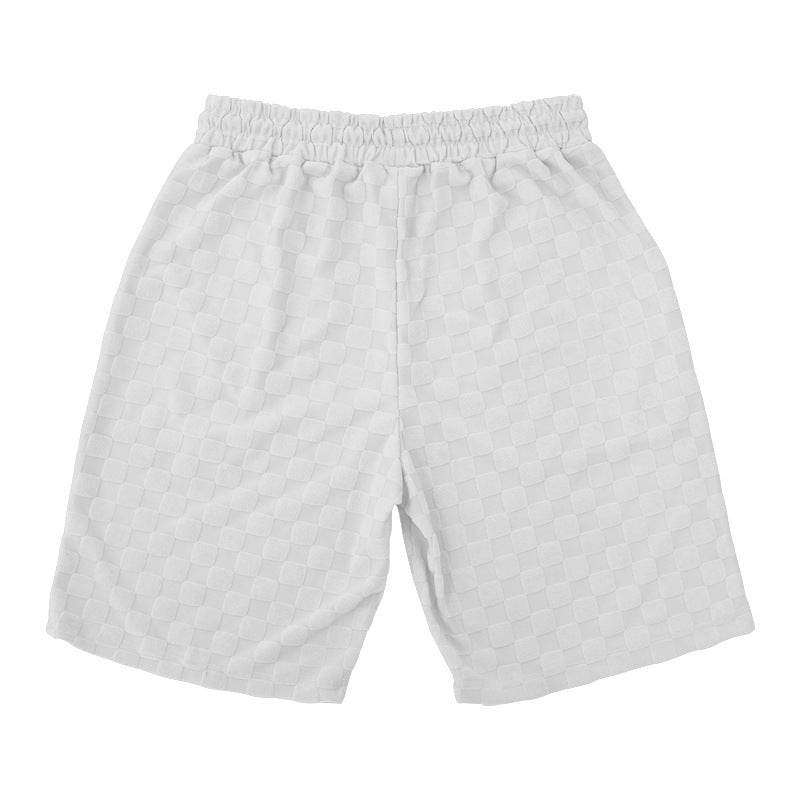 Jacquard Plaid Loose Straight Casual Shorts Suit - Holy Mango Store