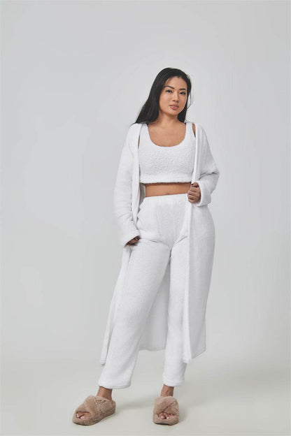Cozy Pajama Set, 3 Piece Lounge Set, Cute Loungewear, Warm Suit Sets, Matching Set, Lounge Set, 3 Piece Pant Sets, Women Winter Dress - Holy Mango Store